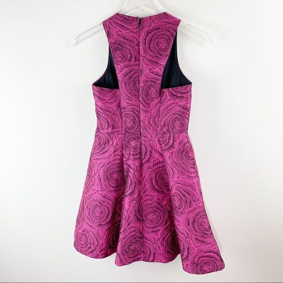 Aqua Brocade‎ Magenta Rose Print Skater Dress EUC Sz XS - Picture 5 of 11